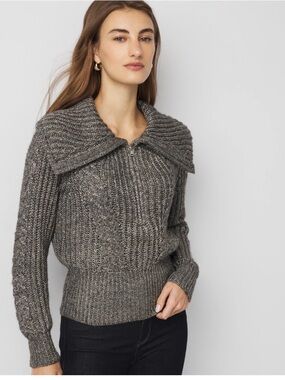 Half zip metallic knit sweater WHBM